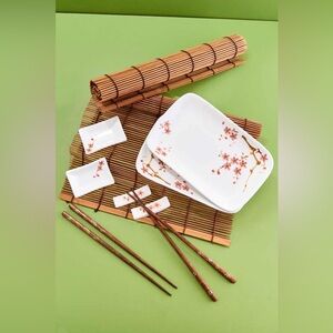 Earthbound Cherry Blossom Sushi Set for 2, NWT 🌸 🍱 🥢